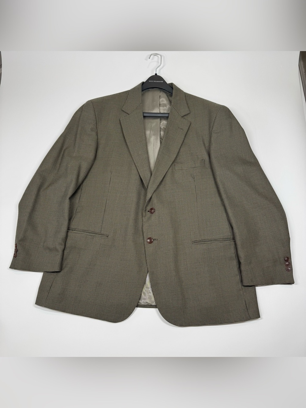Orvis Vintage Blazer Sport Coat Mens 48R Brown Houndstooth Wool Made in USA